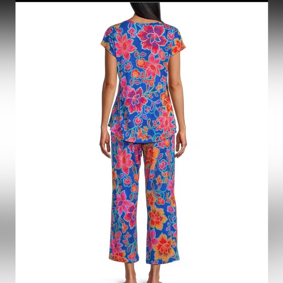 Like New Johnny Was Cap Sleeve Cotton Pajama Set, size XS, dark floral - Picture 7 of 8